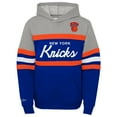 thumbnail image 2 of Youth Mitchell & Ness Blue/Heather Gray New York Knicks Hardwood Classics Head Coach Pullover Hoodie, 2 of 3