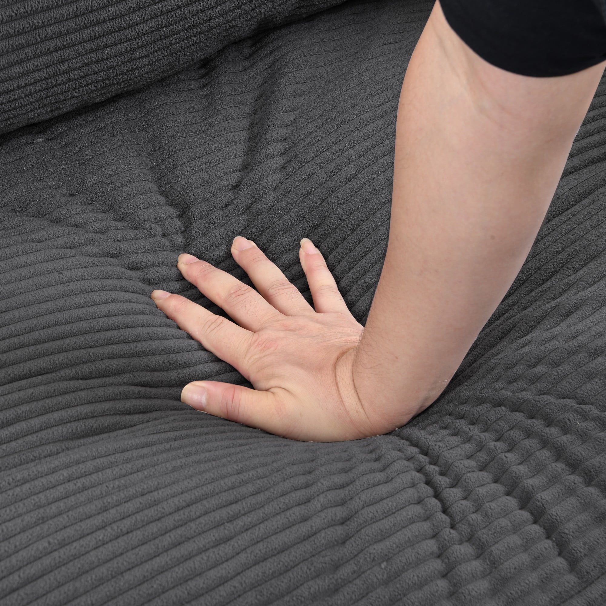 74" Modern Upholstered Sofa Couch,Comfy 3 Seater Sofa with 2 Pillows for Living Room Bedroom Apartment,Dark Gray