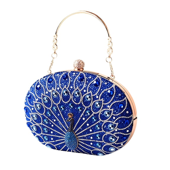 Evening Bag Rhinestone Blue Purse for Women Crossbody Shoulder Beaded Bag Blue Handbag Womens Clutch Purse for Wedding Banquet Ball Party Sparkly Gifts Wristlet