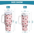thumbnail image 3 of Pink Cherry and Bow Pattern 40 oz Tumbler with Handle Straw Lid | Insulated Cup Reusable Stainless Steel Water Bottle Travel Mug Cupholder Friendly | Gifts for Women Men Him Her | Trek Colle, 3 of 6