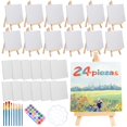 thumbnail image 1 of QianMu 24 Piezas 8 &times; 8cm Lienzo para pintar y 12 Caballetes para Pintar, Mini Kit de Pintura al &oacute;leo, Pinceles, Paletas y Pinturas, Blancos Algod&oacute;n Bastidores para Pint, 1 of 7