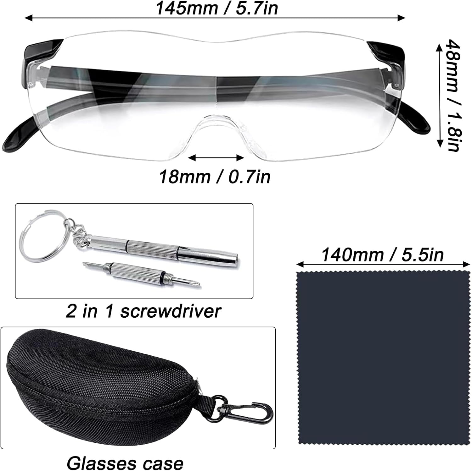 300% magnifier, magnifier for glasses wearers, reading glasses with glasses case, blue light blocking magnifier, magnifier for close work, reading