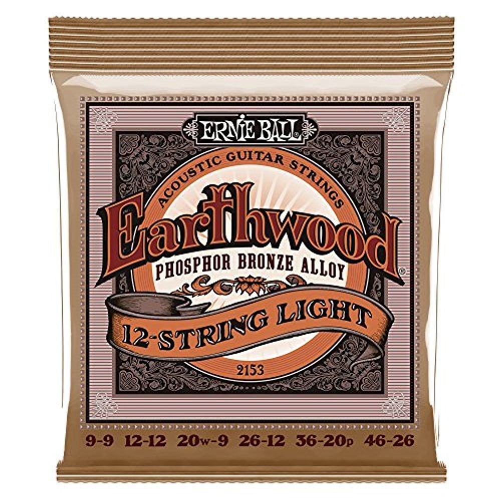 2 PACK Ernie Ball P02153 Earthwood 12-string Light Phosphor Bronze Acoustic String Set .009 - .046