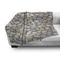 thumbnail image 3 of Cobblestone Soft Flannel Fleece Throw Blanket, Pebble Stonewall Graphic Illustration Soft Pastel Color Wet Looking Rubbles, Cozy Plush for Indoor and Outdoor Use, 50" x 70", Multicolor, by Ambesonne, 3 of 6