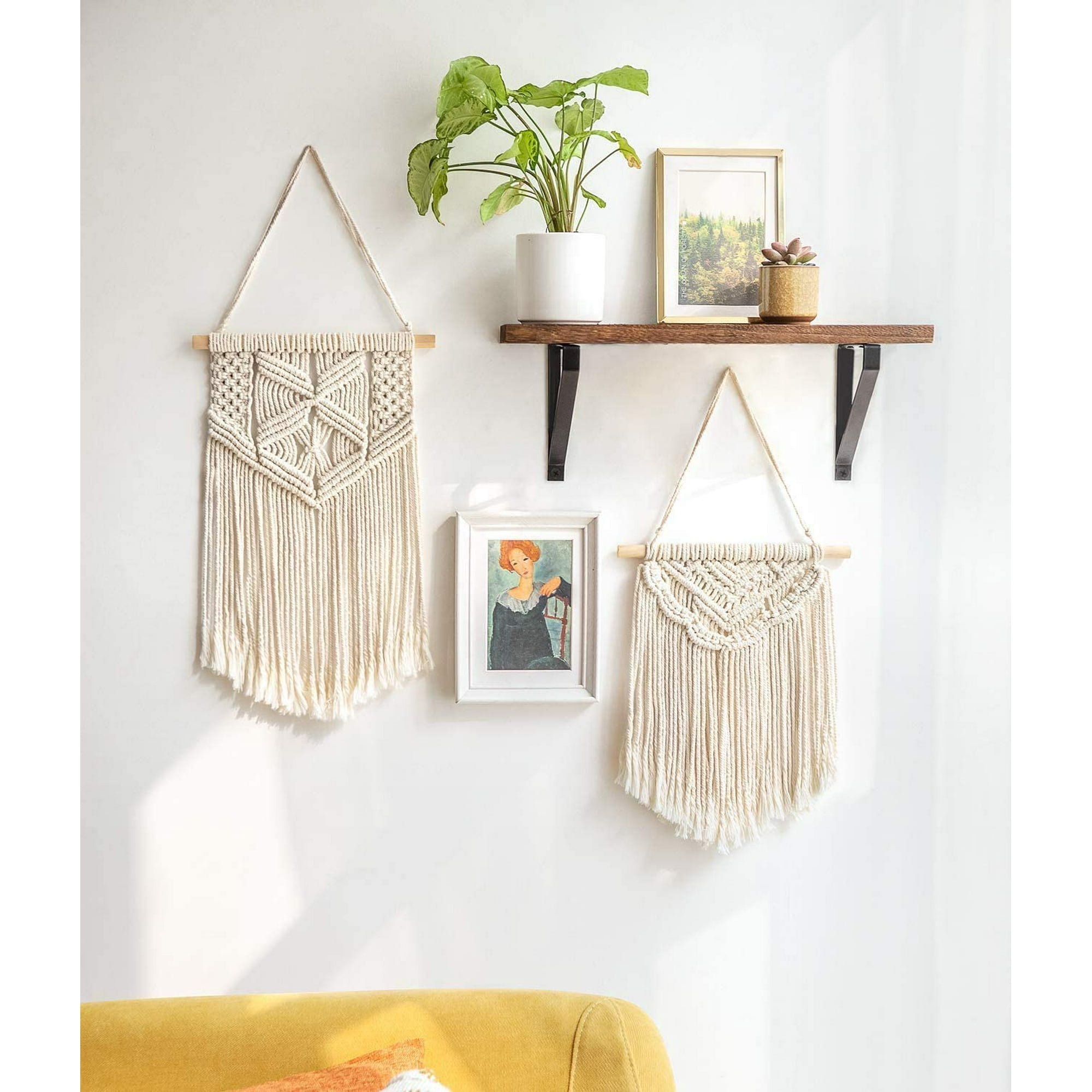 Hengyun1 Small Macrame Wall Hanging Decor Boho Chic Bohemian Woven Home Decoration For Apartment Bedroom Living Room Gallery
