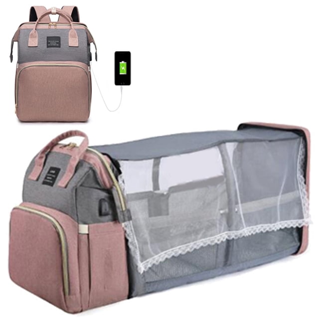 Mochila plegable para mamá, bolsa ligera y portátil para cuna, de gran capacidad, para bebé y Mujer