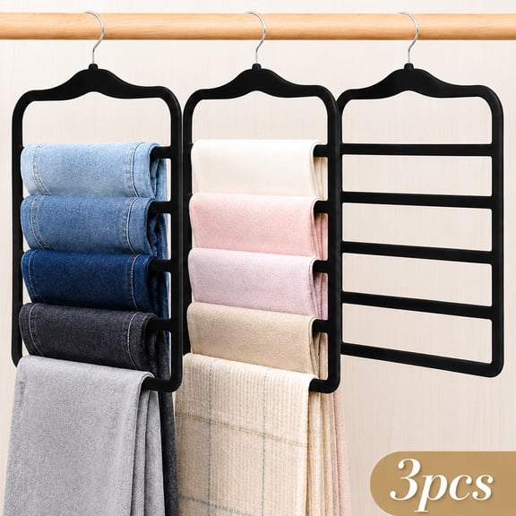 Deally Closet Organizers and Storage - 3 Pack Organization and Storage Pants-Hangers-Space-Saving, Velvet Hanger for Dorm Room for College Students Girls Boys Guys Hanging Scarf Jean