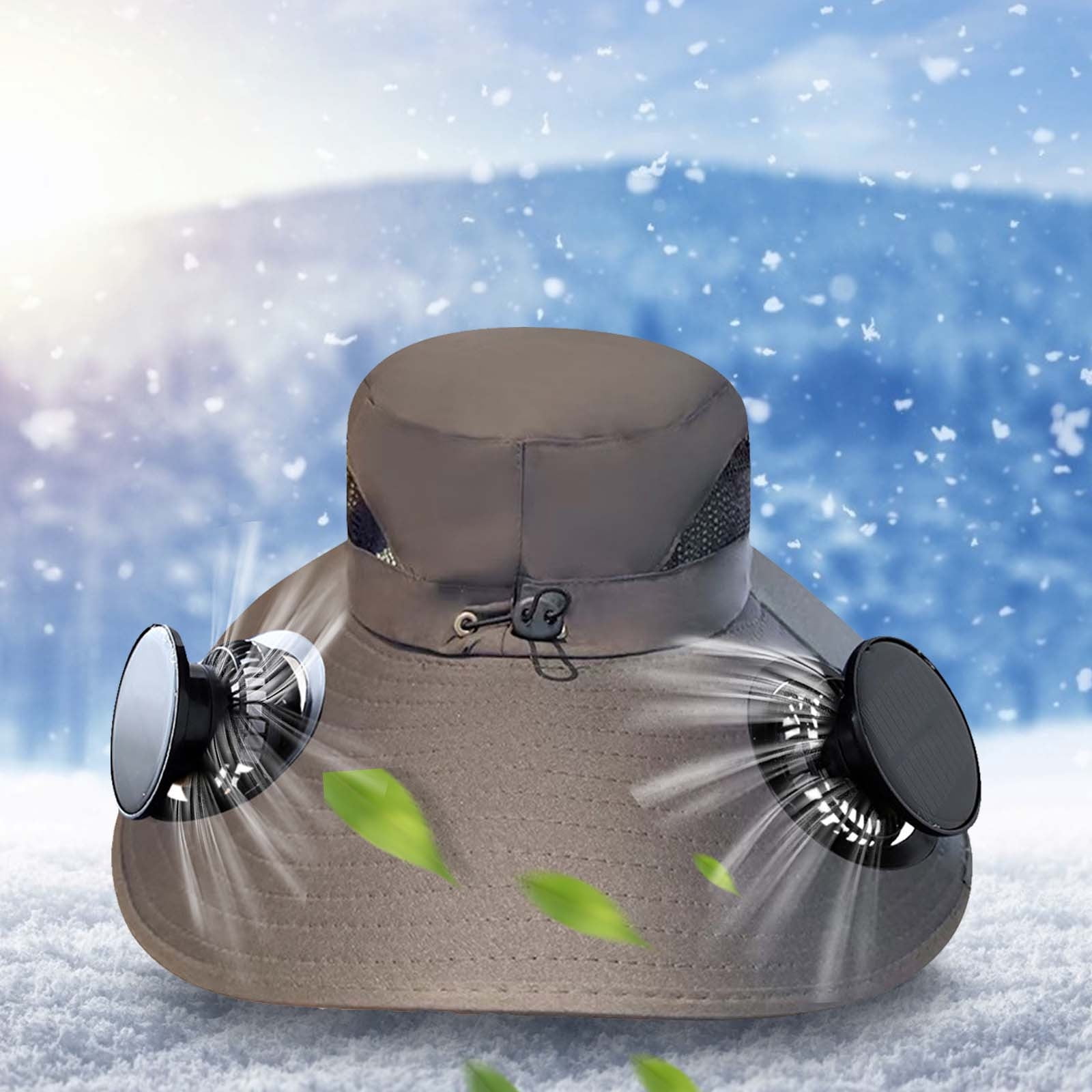 Solar Fan Hat,Solar Powered Fan Hat,Wide Brim Solar Fan Hat Outdoor Wide Brim Sun Hat Solar Panel Fan Hat Solar Hat With Built In Fan With 2 Solar Fan Fishing Hat For Men - Removable & Usb Charging