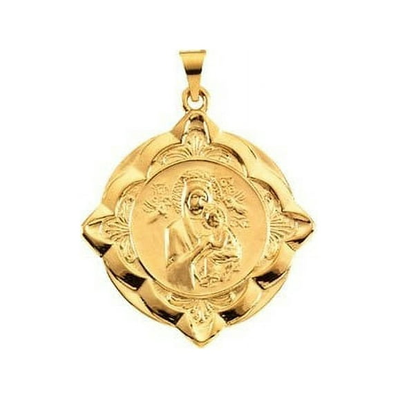 14K Gold Our Lady of Perpetual Help - Solid 14k Yellow Gold 1-1/4 in X 1-1/4 in (31mm X 31mm)