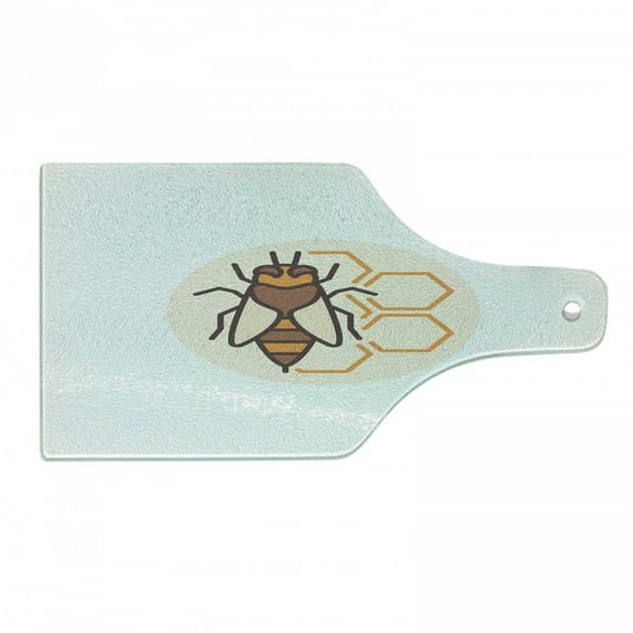 Honeycomb Cutting Board, Beekeeping Themed Composition Minimalist Illustration Hexagons, Decorative Tempered Glass Cutting and Serving Board, in 3 Sizes, by Ambesonne