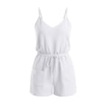thumbnail image 6 of BUIGTTKLOP Short Jumpsuit for Women Spaghetti Strap Adjustable Waist Drawstring Cami Romper Summer Casual Overalls, 6 of 6
