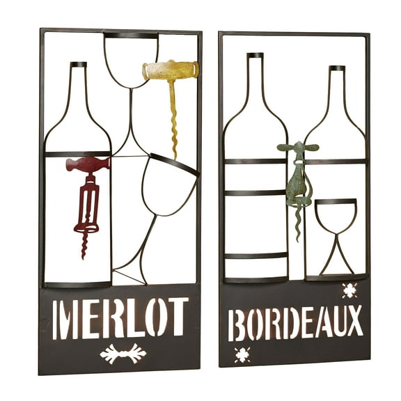 Favorite Wine Vintage Metal Wall Art Bronze Set of Two Bronze Set of 2