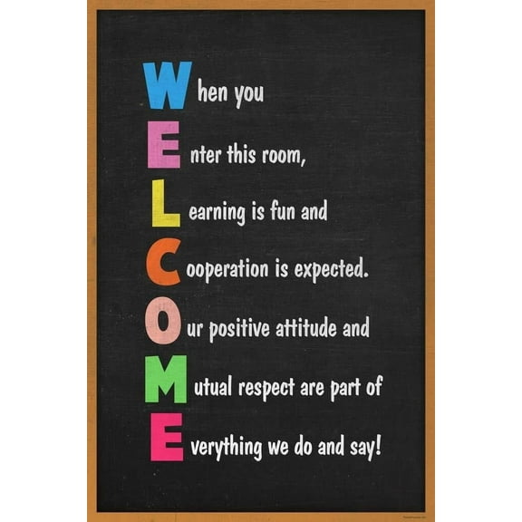 Classroom Welcome Teacher Motivational Inspirational Rules Teacher Supplies School Decor Teaching Toddler Kids Elementary Learning Decorations Dark Green Cool Wall Art Print Poster