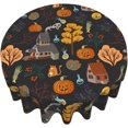 thumbnail image 6 of Halloween Table Cloth Round Table Cover Wrinkle Resistant Waterproof Tablecloth 60 Inch Washable for Kitchen Party Picnic Pumpkin4, 6 of 6