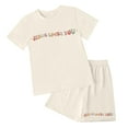 thumbnail image 4 of newwalpole Girl's 2 Piece Outfits Cherry Bow Graphic Tee Shirt and Shorts Set Cute Summer Outfits Beige for Size 6-7 Years, 4 of 4