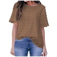 thumbnail image 2 of Pntutb - Blusa de manga corta con cuello redondo para mujer, blusa de gasa con lunares Pntutb Pntutb-5654, 2 of 7