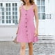 thumbnail image 5 of Camisón de poliéster para mujer, vestido de tirantes con cuello en V y botones para vacaciones de primavera y verano., 5 of 7