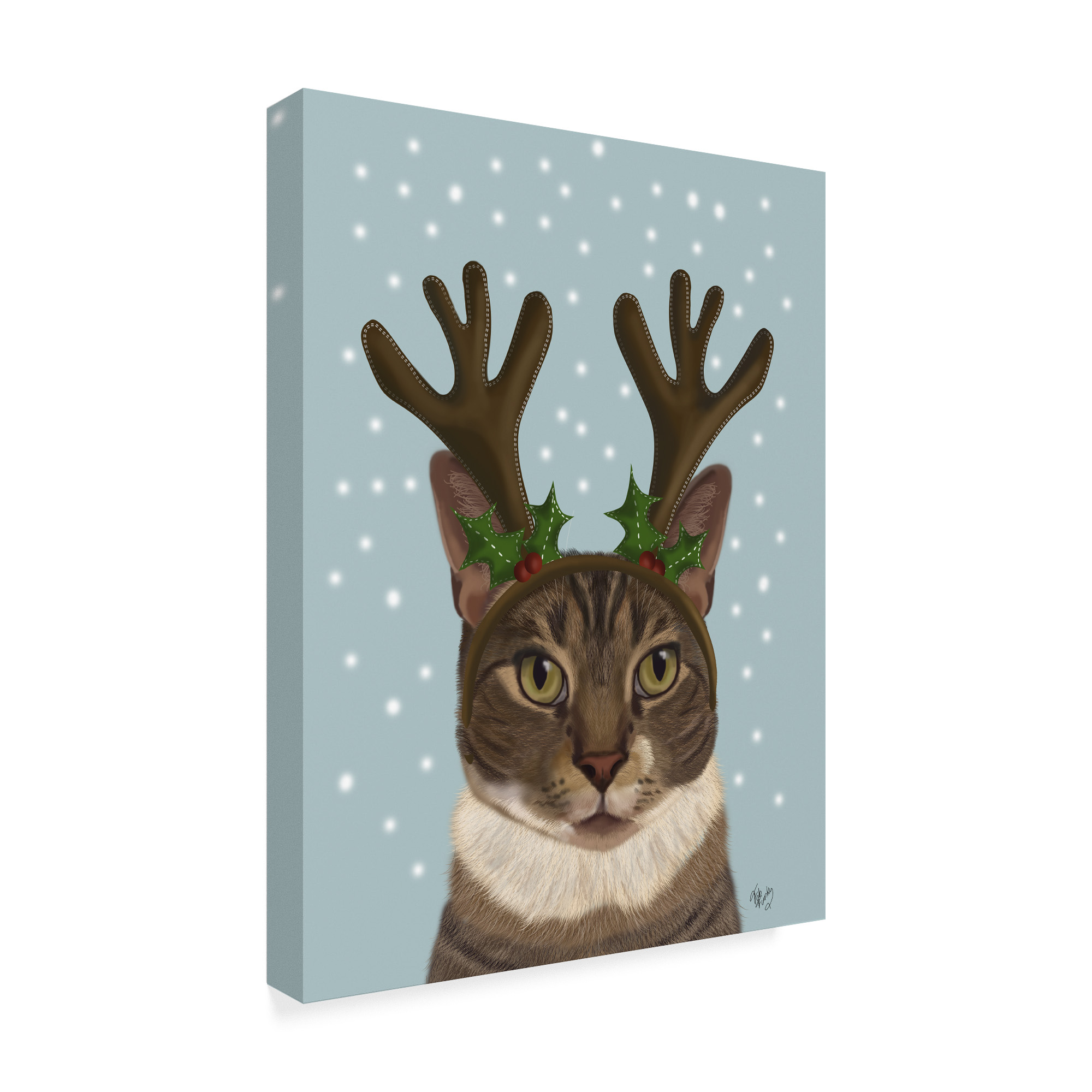 Trademark Fine Art 'Calico Cat and Antlers' Canvas Art by Fab Funky