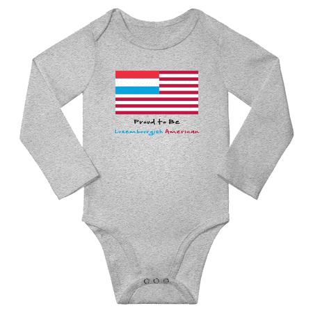 

Proud to be Luxembourgish American Baby Long Slevve Bodysuit Romper (Gray 6-12 Months)