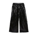 thumbnail image 4 of IVEYRTF Boys Girls Solid Glitter Pants Elastic Waist with Pockets Stretch Performance Dance Trousers for Kids Comfortable Fit Bottoms(Black,7-8 Years), 4 of 5
