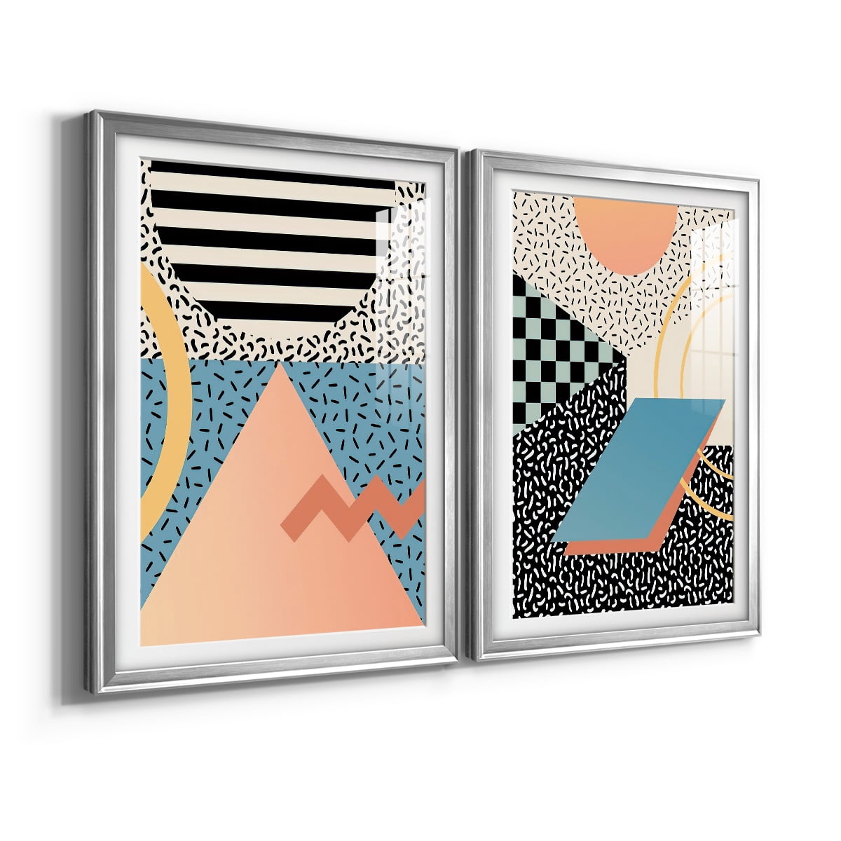 Wexford Home Modern Memphis I Premium Framed Print, 26.5" x 36.5" - Ready to Hang, Silver (Set of 2)