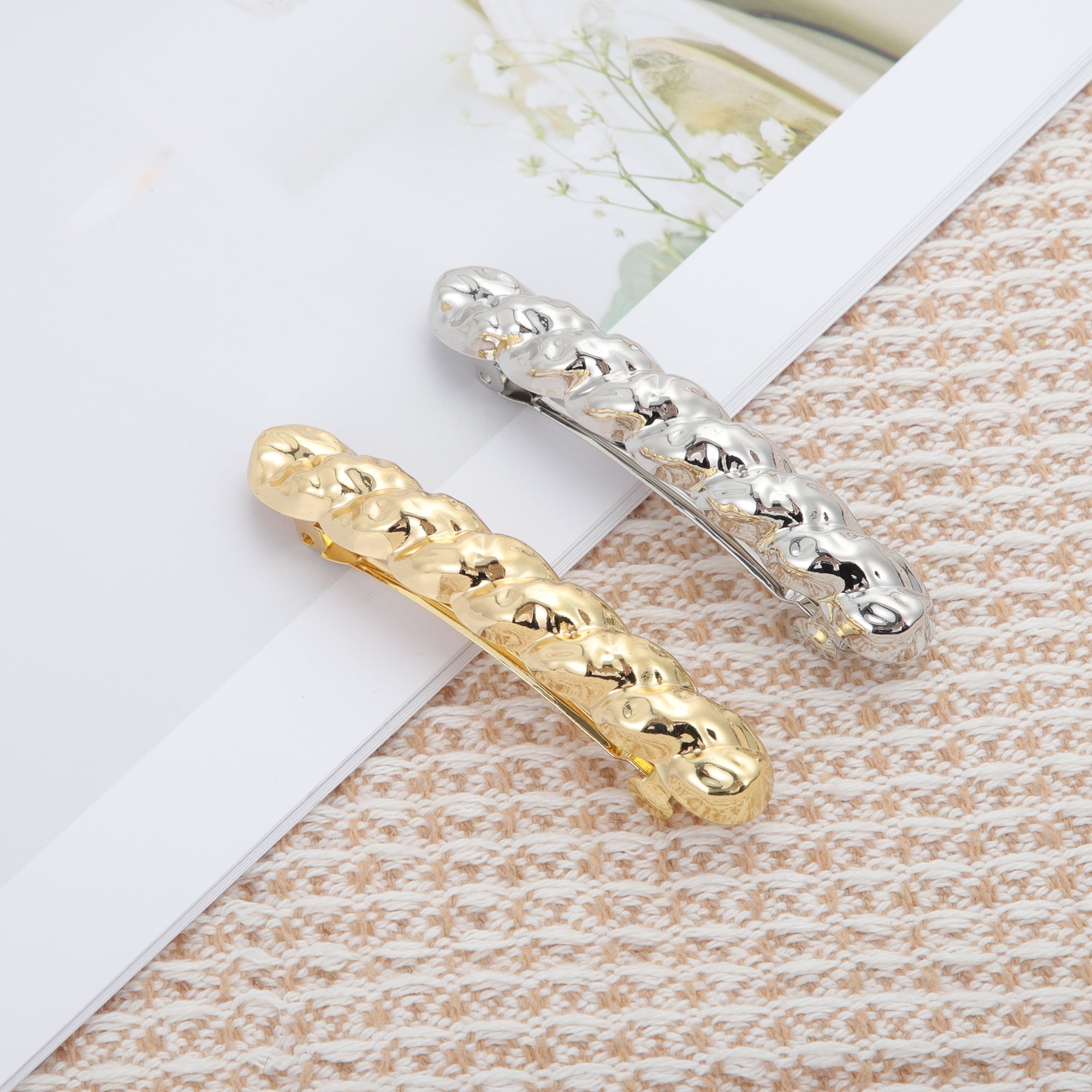 Unique Bargains Twist Hair Barrettes Fashionable Hairstyles Gold Tone