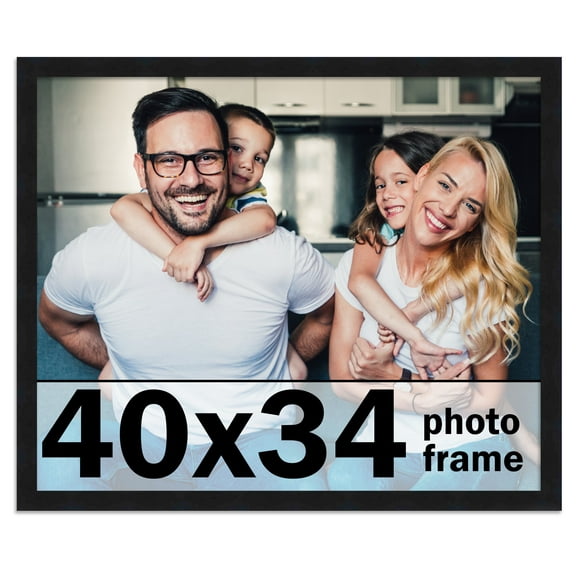 40x34 Frame Black Solid Wood Picture Frame | 0.75 Inch Moulding Width | Includes UV Acrylic