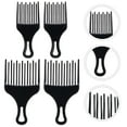 thumbnail image 2 of Professional Hair Pick Comb Extra Wide Tooth For Curls Black Plastic 4Pcs 7.1x3.9x0.3In, 2 of 5