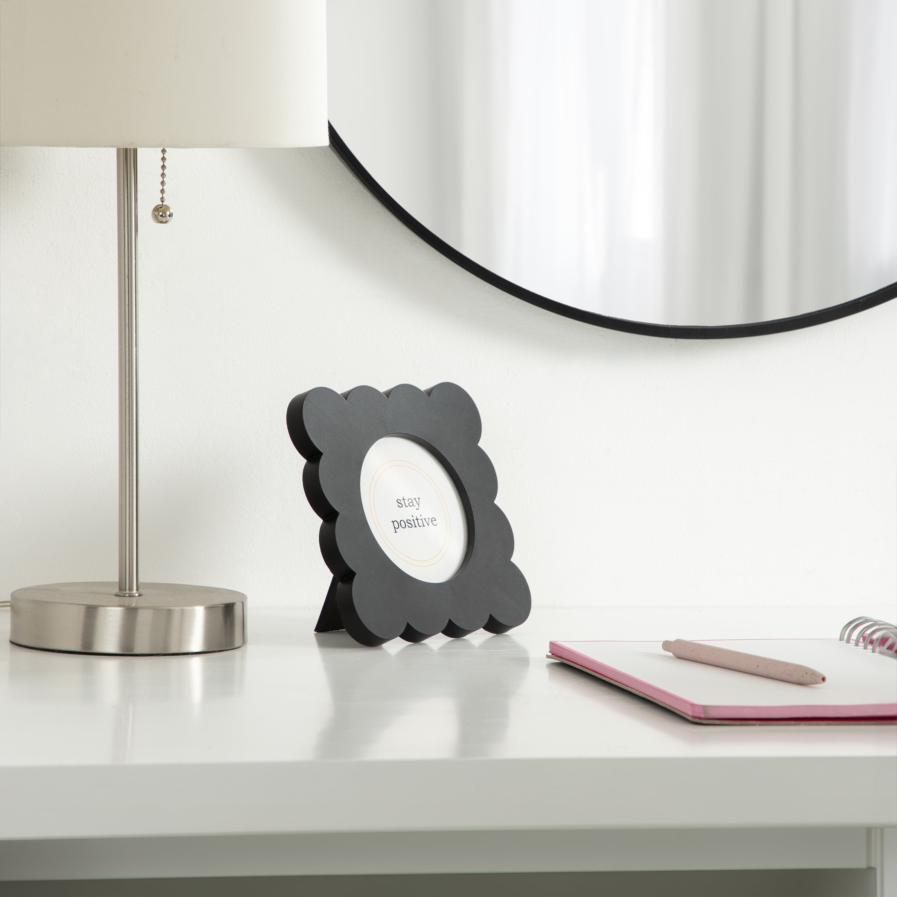 DesignOvation 4x4 Scalloped Black Decorative Tabletop Picture Frame