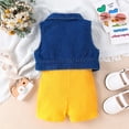 thumbnail image 7 of TAIAOJING Toddler Baby Girls Outfits Children Sleeveless Solid Rib Bodysuit Summer Lapel Denim Coat Two Cute Clothes Set For 4-5 Years, 7 of 7