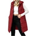 thumbnail image 2 of Jovrlynd Puffer Vest Women Hooded Zipper Button Long Quilted Vest Winter Coats with Pockets, S-2XL, 2 of 7