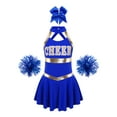 thumbnail image 3 of renvena Kids Girls Cheer Leader Uniform Cheerleading Dance Dress with Pom Poms Headwear B Royal Blue 14, 3 of 7