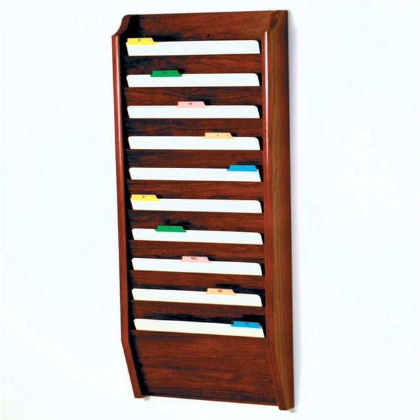 Wooden Mallet 10 Pocket Legal Size Wall, Wooden Wall File Pocket