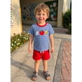thumbnail image 5 of RUINIXCW Toddler Baby Boy Back to School Outfit Kids Summer Kindergarten Outfits Baby Boys First Day of School Outfit Short Sleeve Apple Pencil Embroidery Striped T Shirt and Shorts Set, 5 of 8