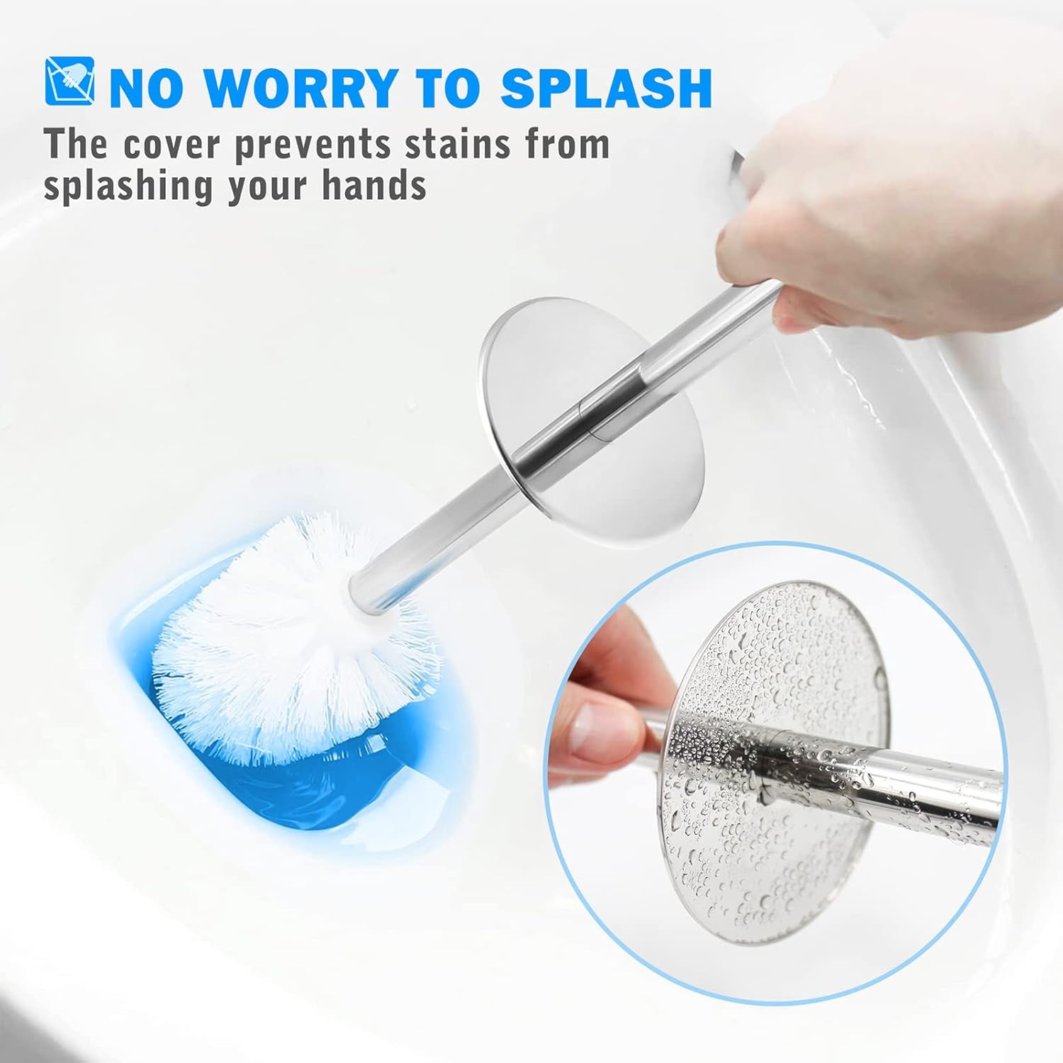 Toilet Brush and Holder with Stainless Steel Handle and Elegant Cleaning Bristles