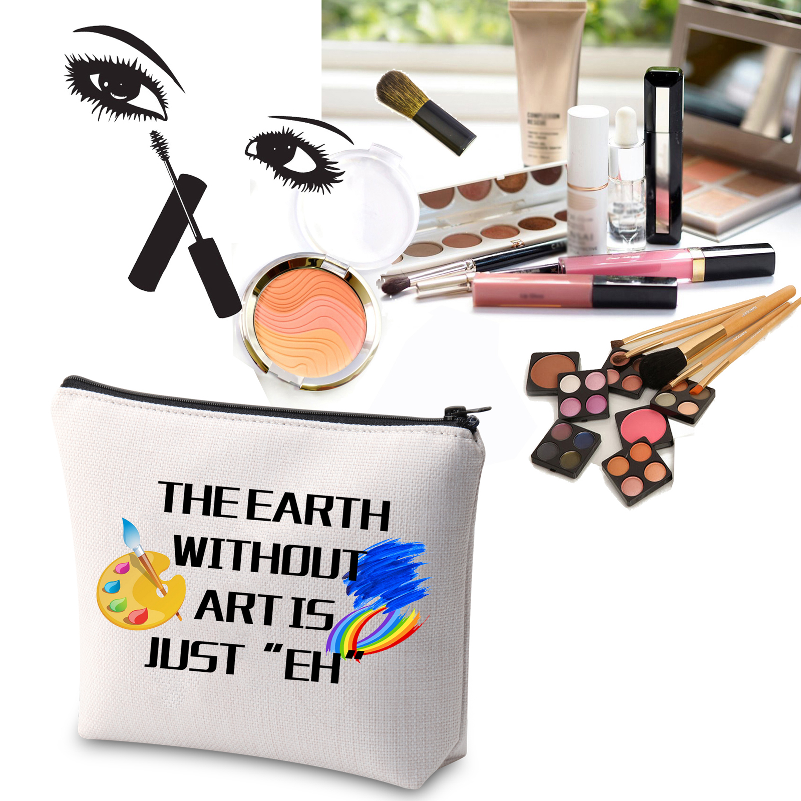 Make-up-Tasche „The Earth Without Art Is Just EH“ – 24x17x4 Cm, Baumwolle, Geschenk Für Künstler & Kunstliebhaber