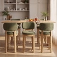thumbnail image 5 of Guyou 26" Bar Stools Set of 4, Modern Chenille Upholstered Counter Height Bar Stools, Farmhouse Armless Bar Chairs with Solid Wood Legs & Padded Back for Kitchen Island/Dining Room Bar, Green, 5 of 10