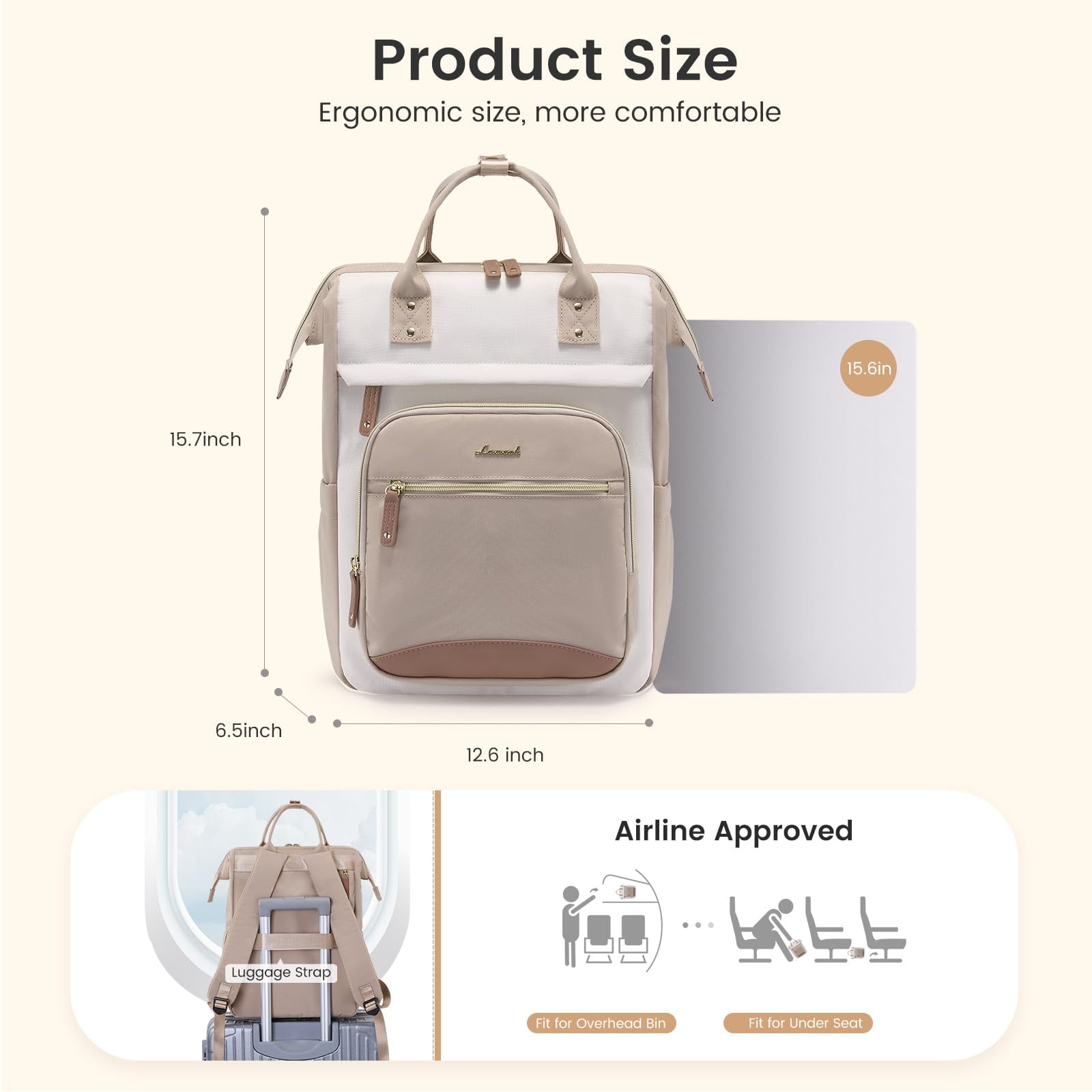 LOVEVOOK Laptop Backpack for Women Work Bag with Large Capacity Cup Side Pocket, 15.6 Inch Waterproof Computer Backpacks Purse, College Bookbag for School, Business, Teacher, Travel