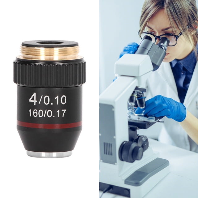 RMS 20.2mm 4X High Magnification Lens Achromatic Microscope Objective Plated Shell And Screw Interface For Study, Work Or Research