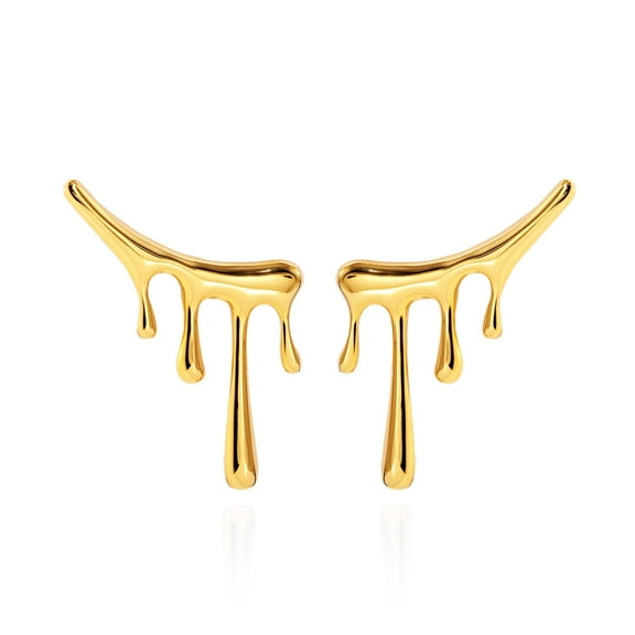CETVLY Statement Melting Mixmatch 18K Gold Plated Liquid Drip Ear Stud Earrings for Women, Irregular Water Drop Modern Trendy Earrings, Sterling Silver Post Dripping Unique Aesthetic Cool Jewelry