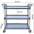 thumbnail image 2 of 3-Tier Rolling Utility Cart with Wheels – Heavy Duty Plastic 3-Shelf Push Cart for Commercial, Restaurant, Foodservice, Office & Kitchen | Grey Service Cart, 2 of 7
