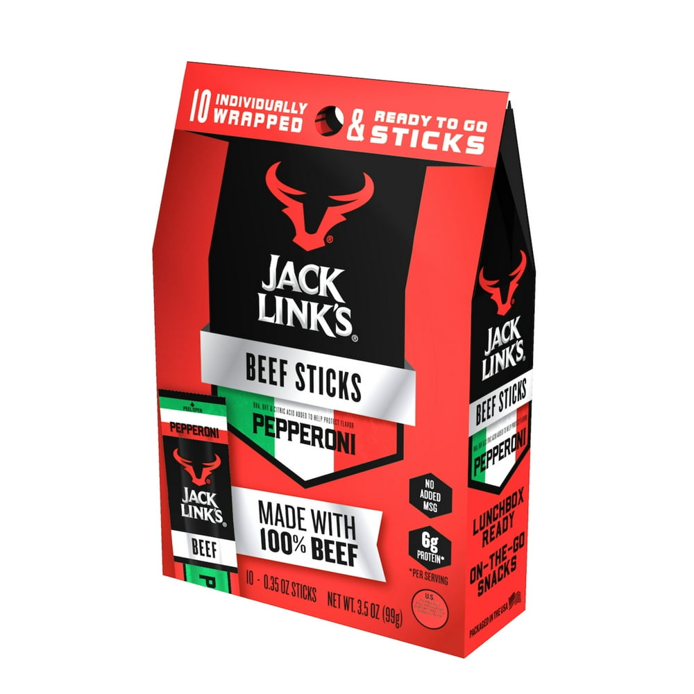 Jack Link's Pepperoni Beef Sticks, 0.35 Oz., 10 Count