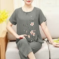 thumbnail image 5 of KIHOUT Plus Size Women's Summer Printed Loose Pajama Two Piece Set Short Sleeve Round Neck Top Elastic Waist Capris Pants Set Ladies Classic Pajama Set XL-3XL, 5 of 5