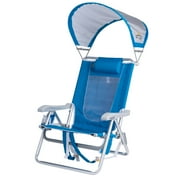 GCI Outdoor SunShade Backpack Beach Chair Reclining Low Profile Seat with Canopy, Saybrook Blue
