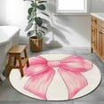 thumbnail image 5 of Pink Bow Round Rug 3ft Washable Circle Entryway Rugs Non Slip Cute Pink Vintage Area Rug Indoor Floor Carpet for Bedroom Kitchen Living Room Home Office Dining Room Nursery, 5 of 8