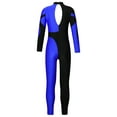 thumbnail image 2 of inlzdz Girls Rhinestone Long Sleeve Figure Skating Gymnastics Leotard Full Body Ballet Dance Tights Navy Blue 10, 2 of 5
