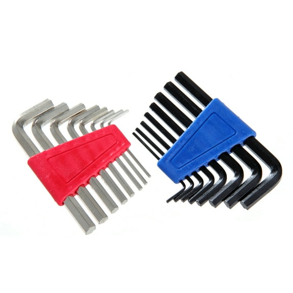 Hyper Tough 16 Piece Hex Key Set with 8 SAE and 8 Metric Sizes