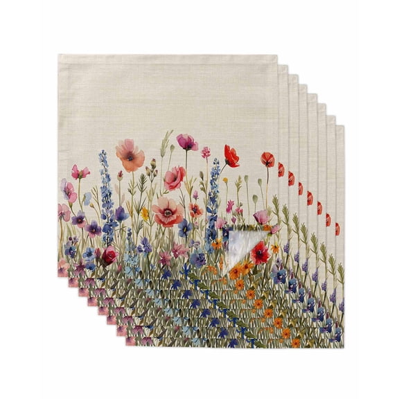 Pastoral Spring Floral Cloth Napkins Washable Set of 8, Rustic Summer Flower Botanical Reusable Dinner Table Napkins Cloth Bulk for Weddings Kitchen Restaurants Hotel Events Parties 20 x 20 Inch