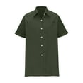thumbnail image 4 of Yievot Womens Plus Size Blouses Lapel Button Down Short Sleeve Shirt with Pockets Cotton and Linen Shirts Tops for Women on Clearance, 4 of 5