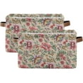 thumbnail image 2 of Coolnut Storage Basket Vintage Rose Flowers Storage Bin with Handle , Large Storage Cube Collapsible for Shelves Closet Bedroom Living Room 2PCS Decor Gifts, 2 of 7